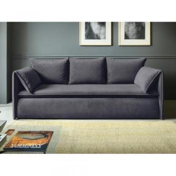 Sofá cama de 3 plazas Teodora en terciopelo azul gris