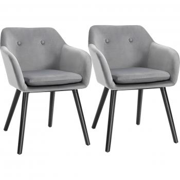 Homcom Set of 2 Modern Leisure Chairs with Backrest and Armrests, Grey