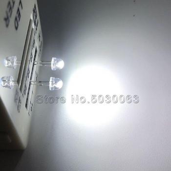 100pcs 5MM/F5 White LED with Short Feet