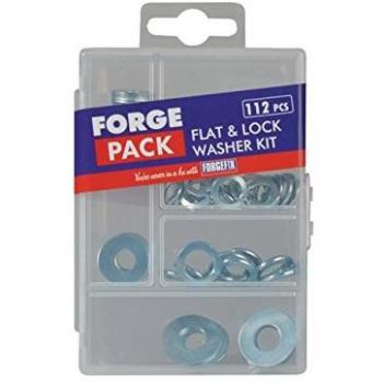 ForgePack Zinc Plated Flat Washers Assorted 112 Count