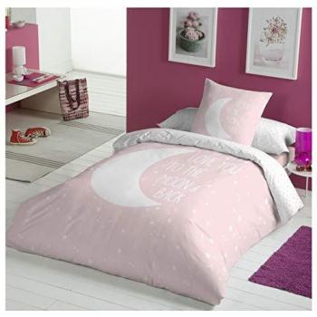 Sueño Dual Moon Pink: Funda Nórdica 105 cm + Almohada para Niños