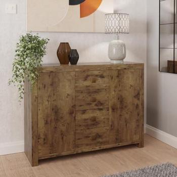 Jakarta Mango Wood Effect Large Sideboard with 2 Doors and 4 Drawers