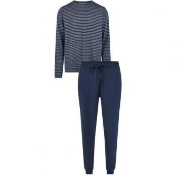 Phil & Co. Heren pyjama set jersey katoen grijs/blauw gestreept
