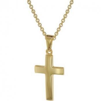Trendor 8 Karat Kinder Kreuz-Anhänger aus Gold 333 mit plattierter Halskette