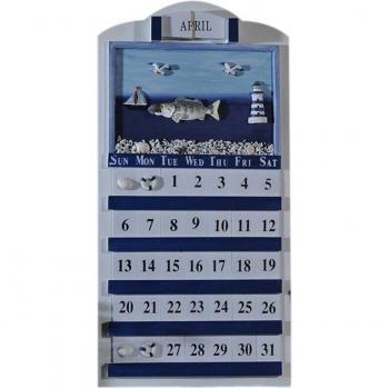 1 pcs Blue and White Solid Wood Perpetual Calendar