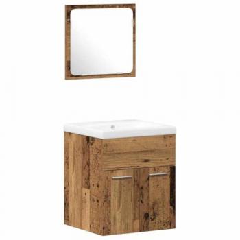 Mobili di Legno Rustico per Bagno – Con porta, 3 pezzi
