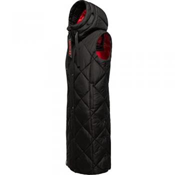 Navahoo Damen-Steppweste Schnuckel – lange, stylische Outdoor-Weste mit Kapuze, Schwarz, Größe S