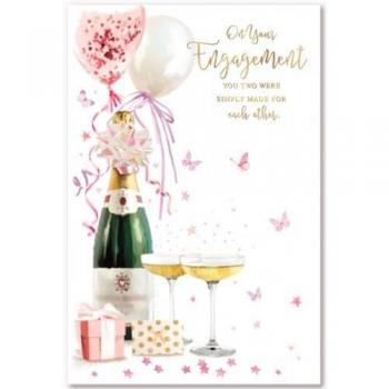 Tarjeta de Compromiso con Motivo de Botella de Champagne (Paquete de 6)