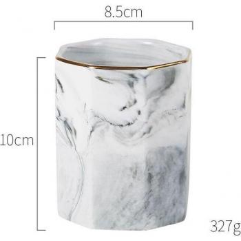 Makeup Brush Holder with Marble Design