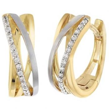 Paar Creolen 925 Silber Bicolor Zirkonia Creolen