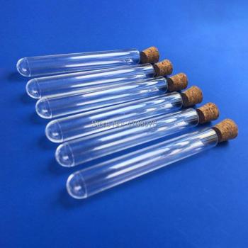 Clear Plastic Test Tubes with Corks, 12x100mm, 100pcs