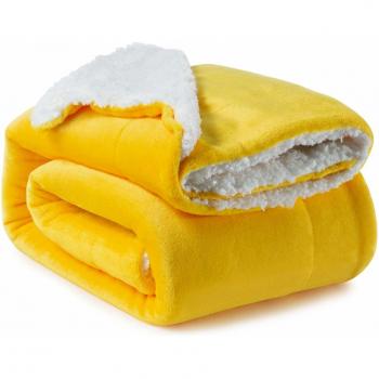 Bedsure Warm Fluffy Blanket Yellow 150 x 200cm