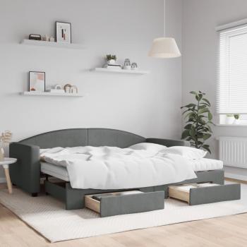 Lit gigogne gris foncé 90x200 cm tissu