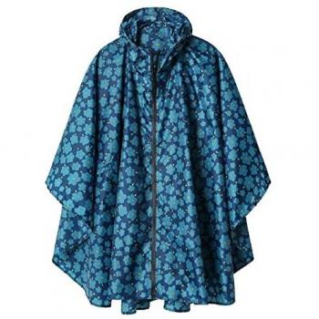 DryZone Hooded Rainwear for Adults – Waterproof, Zipper, Dark Blue Floral
