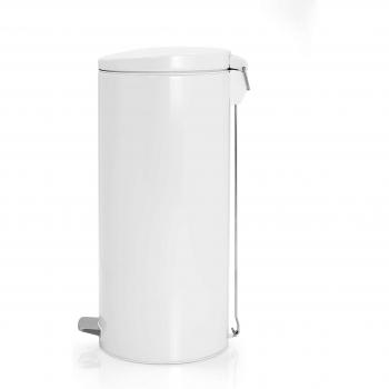 Brabantia Rifiuti a Pedale in Plastica con Sistema Silenzioso, Capacità 30 L, Colorazione Bianca