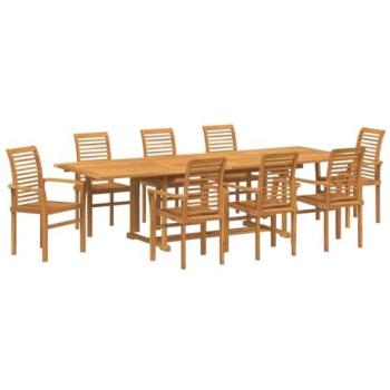 Kit pranzo da giardino vitaXL 9 articoli marrone 280x100x75 cm