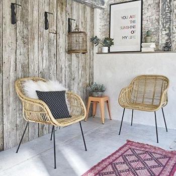 Lot de 2 chaises empilables en rotin et métal