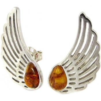 Cognac Amber Angel Wings Earrings