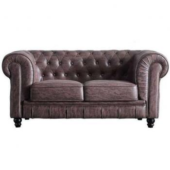 Sofá Chesterfield Elegante en Piel Imitada