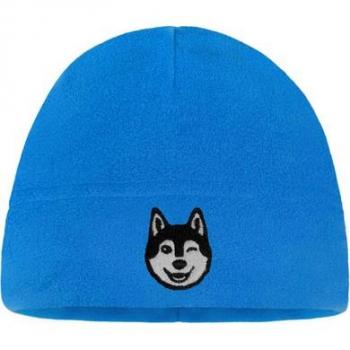 Normani Kinder Mütze „Dunedin“ aus Microfleece in Blau mit Husky Motiv
