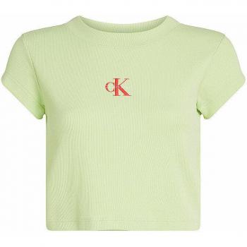 Limettengrünes Cropped T-Shirt von Calvin Klein Jeans | Größe S