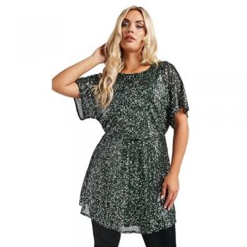 Top péplum à sequins vert de Yours Curve