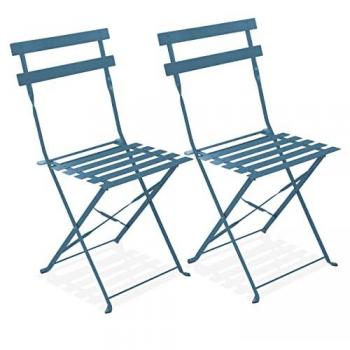 Set di sedie pieghevoli in acciaio blu pacifico (2 pezzi)