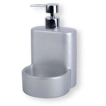 Dosificador de Jabón con Guarda Estropajos – Gris Plata