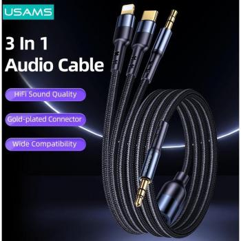 Jack 3,5 mm a Type‑C e Lightning – Cavo intrecciato USAMS