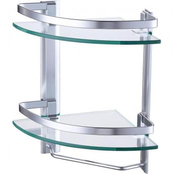 Estante para Toallas y Accesorios de Baño KES A4123B, 2 Niveles, Metal con Barra Plateada