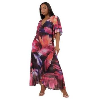 Robe noire à nouage « London Wrap Ruffle Mesh »