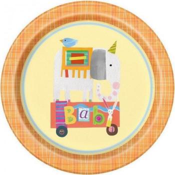 Brown Circus Animal Shower Party Plates – Pack of 8
