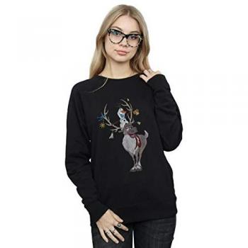 Women’s Black Sven & Olaf Christmas Theme Hoodie – Frozen Edition