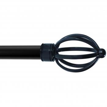 Kenney Cage Ball Standard Window Curtain Rod, Black, 28-48