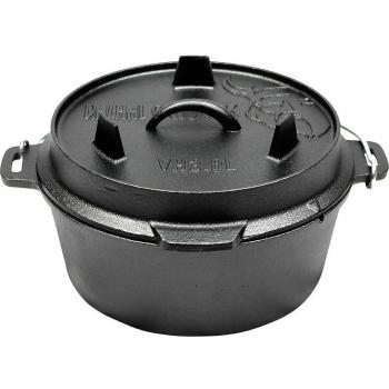 Valhal Outdoor Dutch Oven 3,8 Liter mit flachem Boden aus Gusseisen
