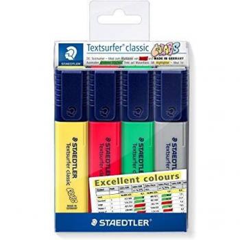 Staedtler, Marker, Textmarker Textsurf. excel.4St Etui (Grau, Rot, Grün, Gelb, 5 mm, 4 x)