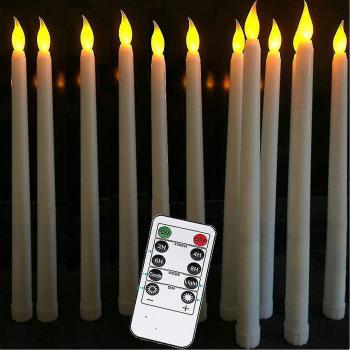 Conjunto de velas cónicas LED con acabado de cera lisa