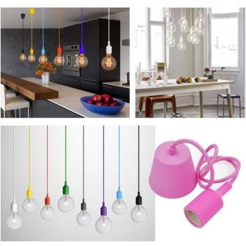 Lampadario a Soffitto con Cavo in Tessuto 1m Colorato