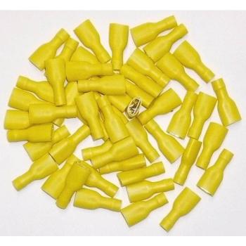Pack 50 cosses électriques féminines jaunes (9,5 mm) – OC‑PRO