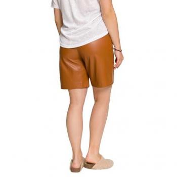 Bermuda a vita alta donna taglia 52 in similpelle marrone