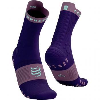 Meias de Corrida T4 Compressport V4.0 com Laranja Violeta