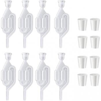 8x Válvula de fermentación en S con tapón de doble cierre para Carboy