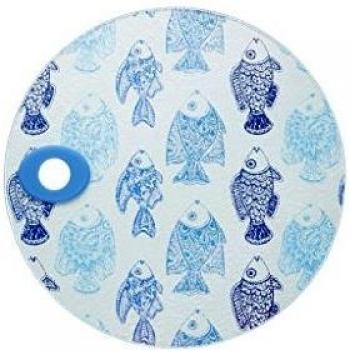 KitchenCraft 'Fish' Round Toughened Glass Worktop Saver, 9.5