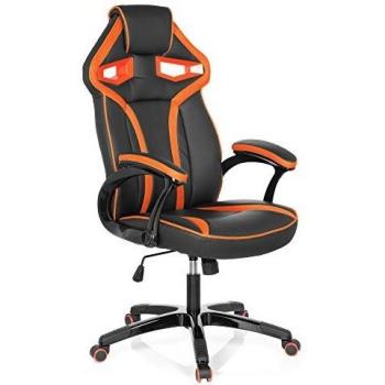Guard Chair 722220 Hjh Office – Schwarzer Kunstleder‑Sessel mit orangefarbenem Detail, Gaming‑Stuhl, Wippe