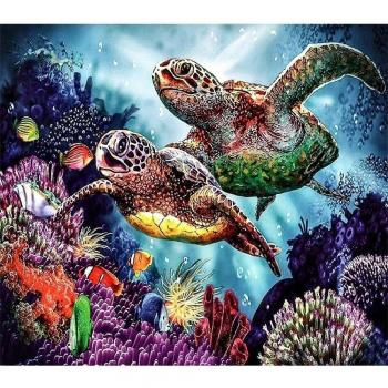 DIY Turtle 5D Diamond Canvas and 3D Embroidery Set