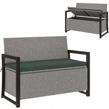 Outdoor Rattan Bench with Hidden Storage, 151.5L