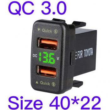 12-24V Dual USB Car Charger with LED Light for Toyota Corolla/Prado/Reiz