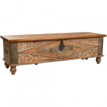 Baule in Legno di Mango con Dettaglio in Ottone – Alexandra House Living, 45x46x150 cm