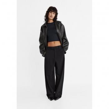 Stradivarius Smart Baggy Trousers Black
