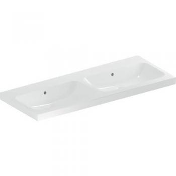 Geberit iCon light Doppelwaschtisch 120x48cm, ohne Hahnloch, mit Überlauf, KeraTect, weiß